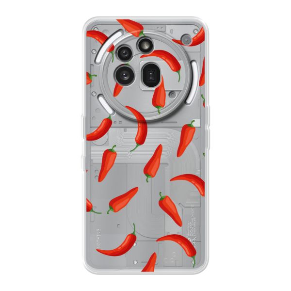 Coque Nothing Phone (3a) Pro flexible avec Piments Rouges - Motif Transparent Chili Pepper