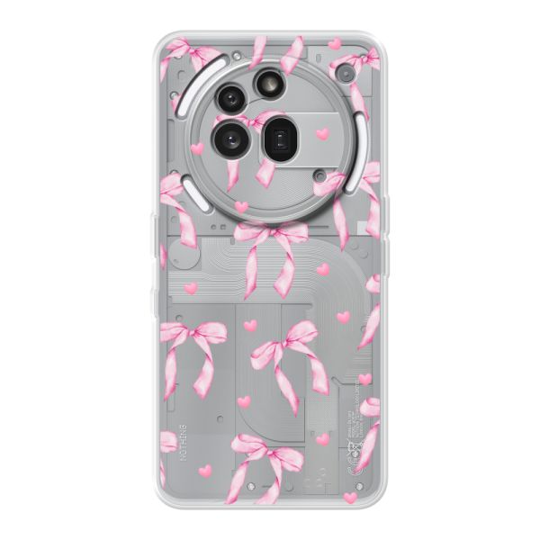 Coque Nothing Phone (3a) Pro flexible avec nœuds et cœurs roses