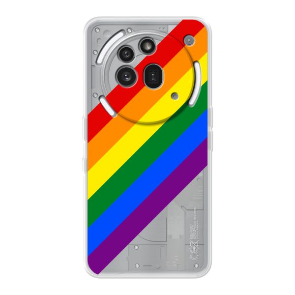 Coque Nothing Phone (3a) Pro flexible avec arc-en-ciel diagonal - rayures Pride