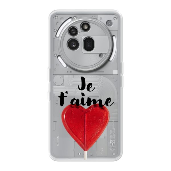 Coque Nothing Phone (3a) Pro flexible avec sucette en forme de cœur - Je t'aime