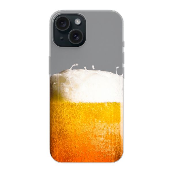 Flexibel iPhone 15 hoesje met Vers Getapt Biertje - Bierprint