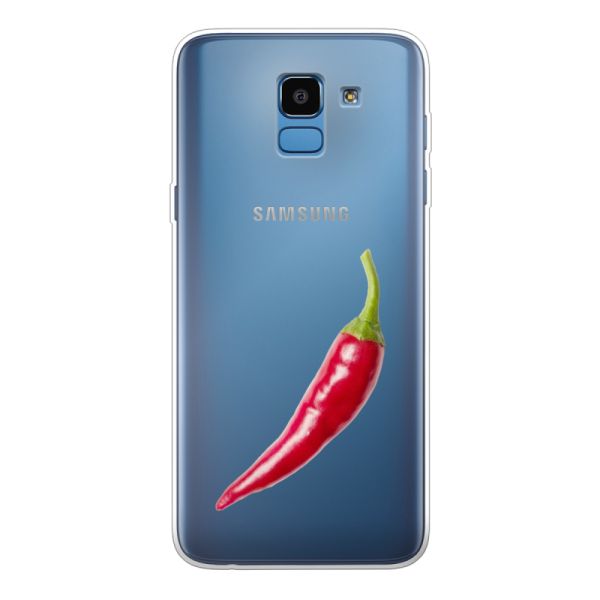 Flexibel Samsung Galaxy J6 (2018) hoesje met Rode Peper - Pittig Design