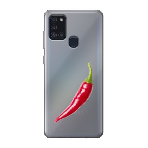 Flexibel Samsung Galaxy A21s hoesje met Rode Peper - Pittig Design