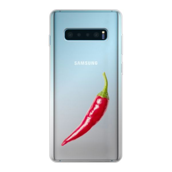 Flexibel Samsung Galaxy S10 Plus hoesje met Rode Peper - Pittig Design