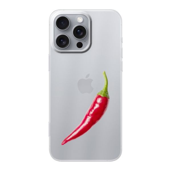 Flexibel iPhone 16 Pro Max hoesje met Rode Peper - Pittig Design