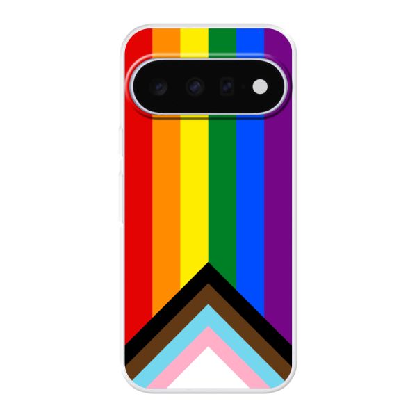 Flexibel Google Pixel 11 Pro XL hoesje met Regenboog Vlag - Progress Pride Vlag