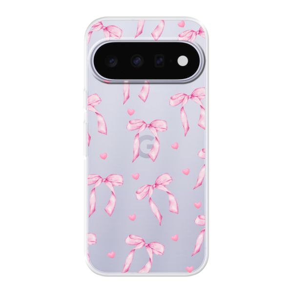 Flexibel Google Pixel 11 Pro XL hoesje met Roze Strikjes en Hartjes