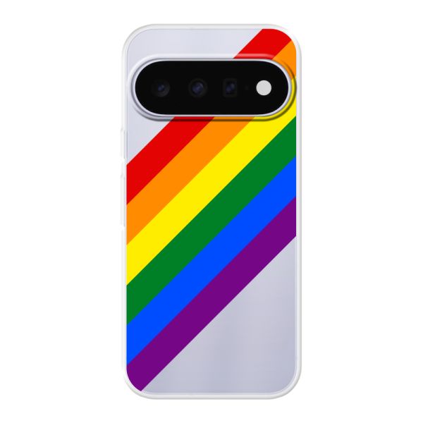 Flexibel Google Pixel 11 Pro XL hoesje met diagonale regenboog - pridestrepen