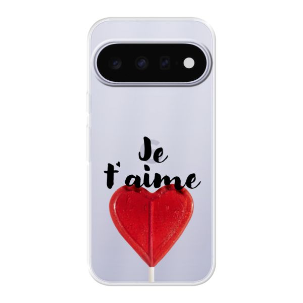 Flexibel Google Pixel 11 Pro XL hoesje met Hartvormige Lolly - Je t'aime