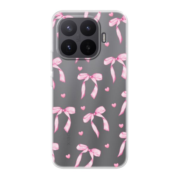 Coque Xiaomi 17T Pro flexible avec nœuds et cœurs roses