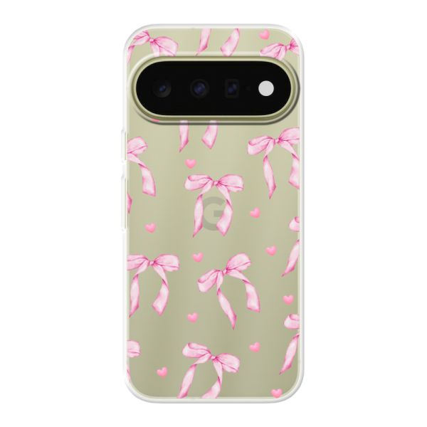 Flexibel Google Pixel 11 hoesje met Roze Strikjes en Hartjes