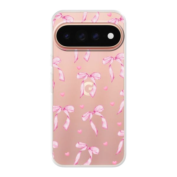 Flexibel Google Pixel 11 Pro hoesje met Roze Strikjes en Hartjes