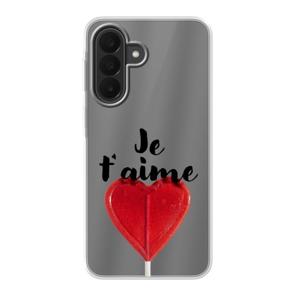 Coque Samsung Galaxy A27 flexible avec sucette en forme de cœur - Je t'aime