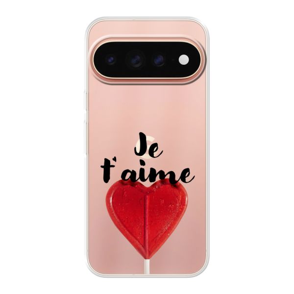 Flexibel Google Pixel 11 Pro hoesje met Hartvormige Lolly - Je t'aime