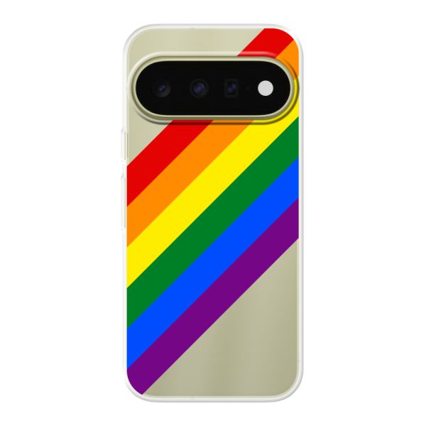 Flexibel Google Pixel 11 hoesje met diagonale regenboog - pridestrepen
