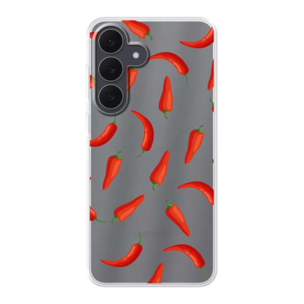 Coque Samsung Galaxy S26 FE flexible avec Piments Rouges - Motif Transparent Chili Pepper