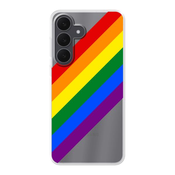 Coque Samsung Galaxy S26 FE flexible avec arc-en-ciel diagonal - rayures Pride