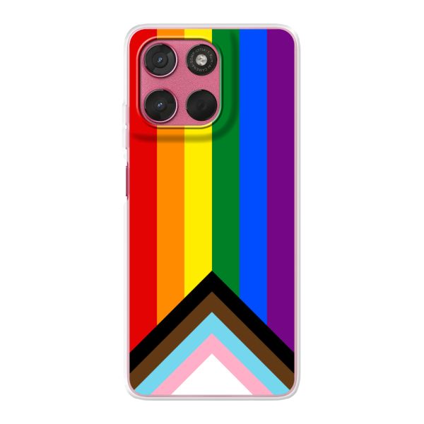 Coque Motorola Moto G57 flexible avec Drapeau arc-en-ciel - Drapeau Progress Pride