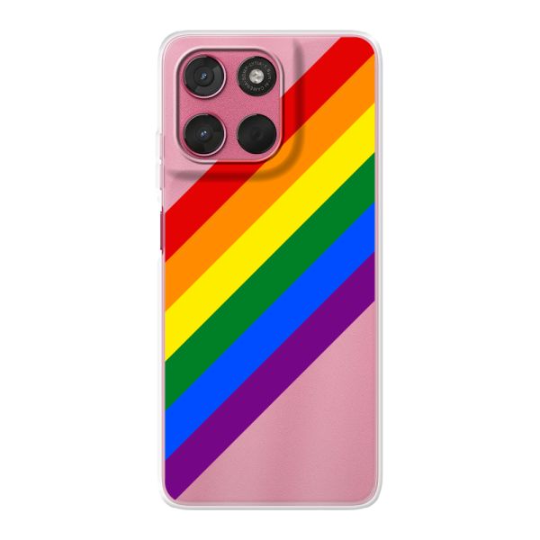 Flexibel Motorola Moto G57 hoesje met Diagonale Regenboog - Pride Strepen
