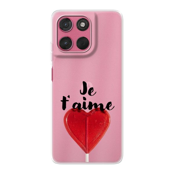 Flexibel Motorola Moto G57 hoesje met Hartvormige Lolly - Je t'aime