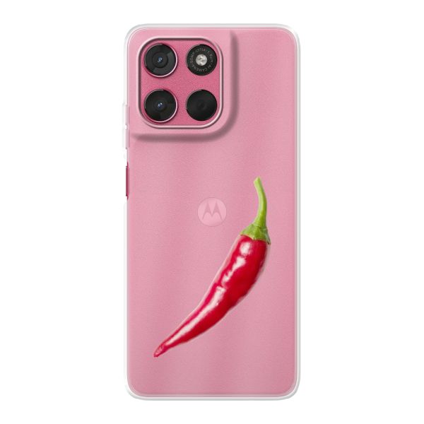 Flexibel Motorola Moto G57 hoesje met Rode Peper - Pittig Design