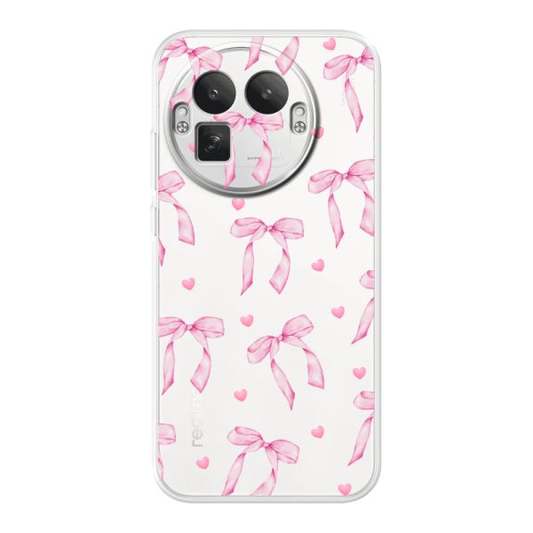 Flexibel Realme GT 8 Pro hoesje met Roze Strikjes en Hartjes