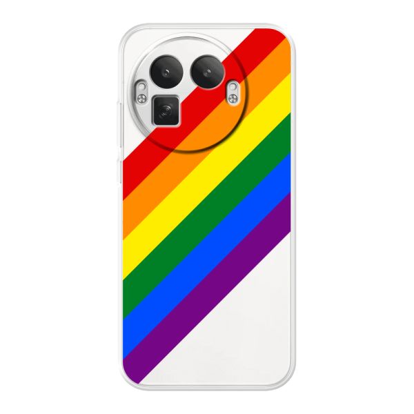 Flexibel Realme GT 8 Pro hoesje met diagonale regenboog - pridestrepen