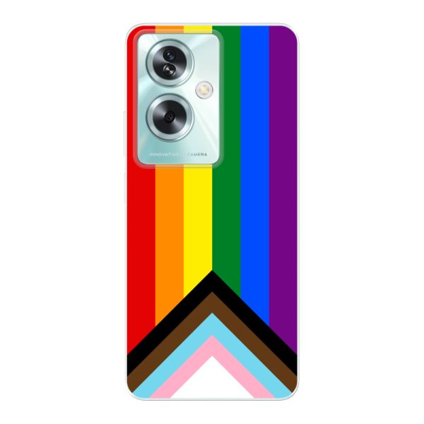 Coque Oppo A79 flexible transparente avec Drapeau arc-en-ciel - Drapeau Progress Pride