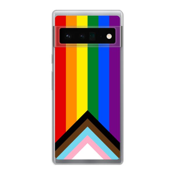 Coque Google Pixel 6 Pro flexible transparente avec Drapeau arc-en-ciel - Drapeau Progress Pride