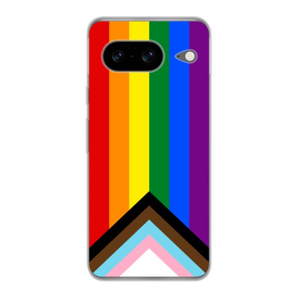 Coque Google Pixel 8 flexible transparente avec Drapeau arc-en-ciel - Drapeau Progress Pride