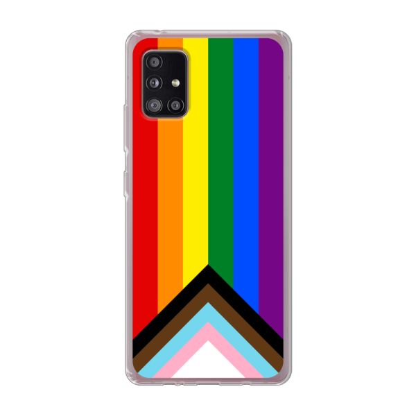 Coque Samsung Galaxy A51 5G flexible transparente avec Drapeau arc-en-ciel - Drapeau Progress Pride