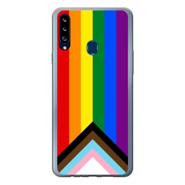 Coque Samsung Galaxy A20s flexible transparente avec Drapeau arc-en-ciel - Drapeau Progress Pride