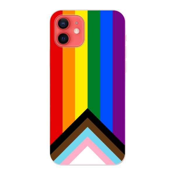 Funda iPhone 12 flexible transparente con Bandera arcoíris - Bandera Progress Pride