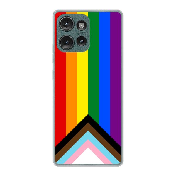Coque Motorola Edge 50 flexible transparente avec Drapeau arc-en-ciel - Drapeau Progress Pride