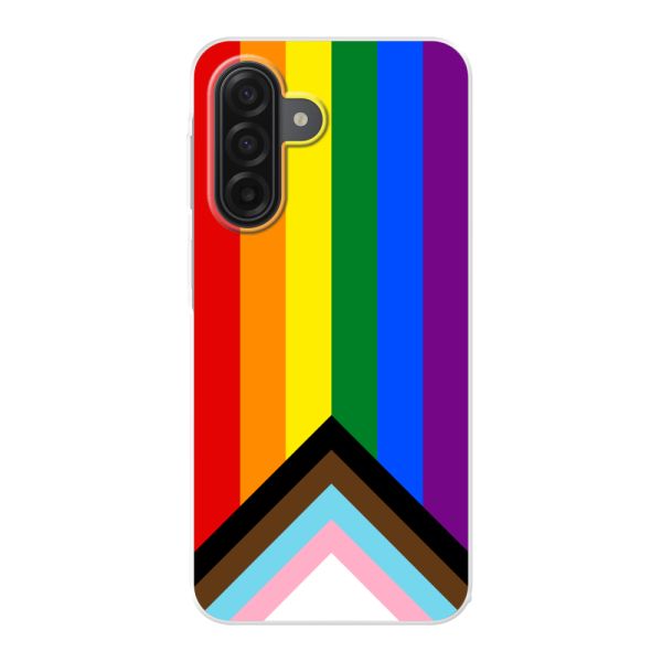 Coque Samsung Galaxy A17 4G flexible transparente avec Drapeau arc-en-ciel - Drapeau Progress Pride