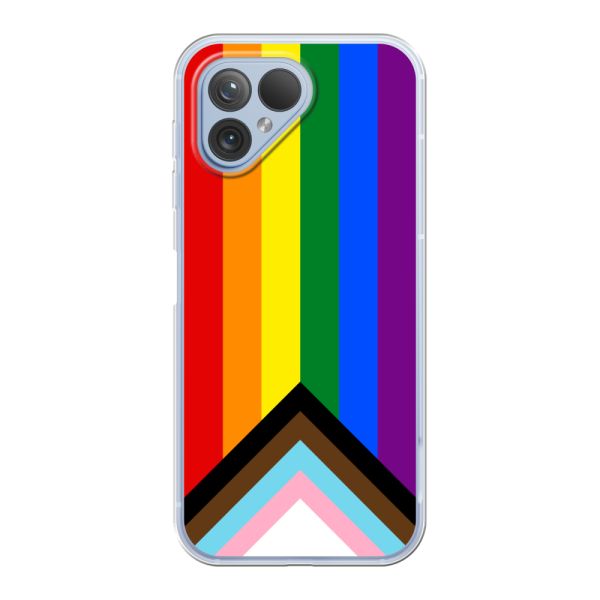 Coque Fairphone 5 flexible transparente avec Drapeau arc-en-ciel - Drapeau Progress Pride