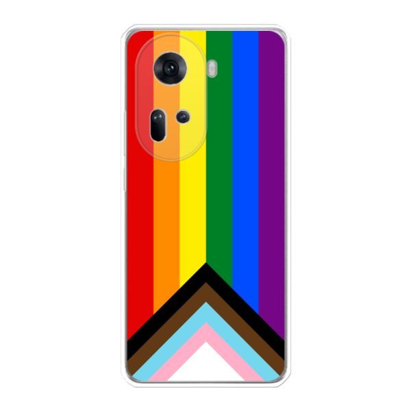 Funda Oppo Reno11 flexible transparente con Bandera arcoíris - Bandera Progress Pride