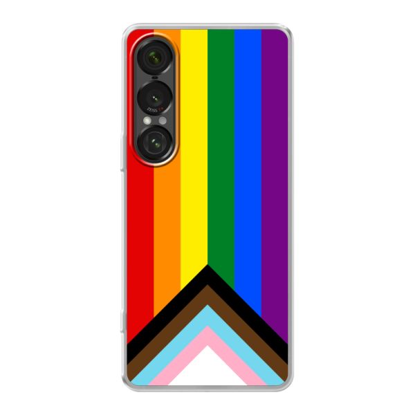 Funda Sony Xperia 1 VII flexible transparente con Bandera arcoíris - Bandera Progress Pride