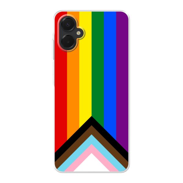 Transparant flexibel Samsung Galaxy A06 5G hoesje met Regenboog Vlag - Progress Pride Vlag