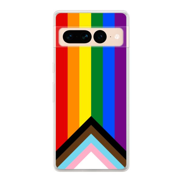 Funda Google Pixel 7 Pro flexible transparente con Bandera arcoíris - Bandera Progress Pride