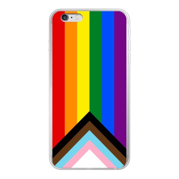 Transparente flexible iPhone 6 Plus Hülle mit Regenbogenfahne - Progress Pride Flagge