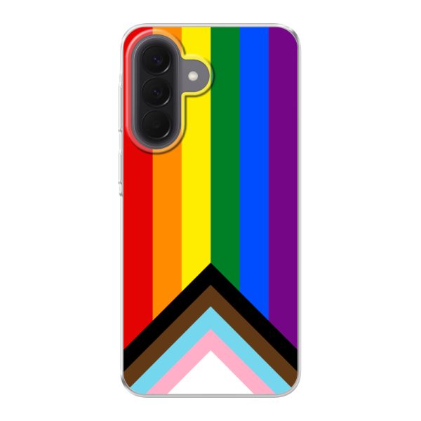 Funda Samsung Galaxy A57 flexible transparente con Bandera arcoíris - Bandera Progress Pride