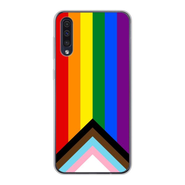 Coque Samsung Galaxy A30s flexible transparente avec Drapeau arc-en-ciel - Drapeau Progress Pride