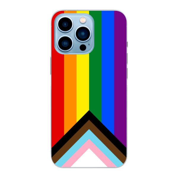Funda iPhone 13 Pro Max flexible transparente con Bandera arcoíris - Bandera Progress Pride