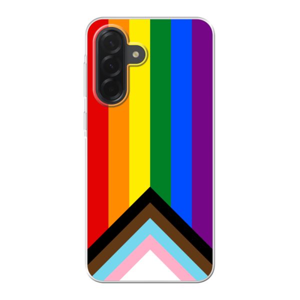 Funda Samsung Galaxy A36 flexible transparente con Bandera arcoíris - Bandera Progress Pride