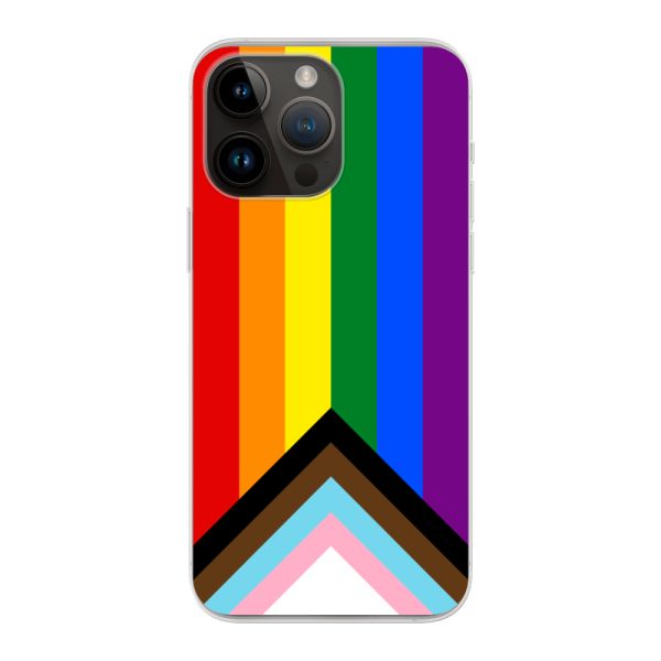 Funda iPhone 14 Pro Max flexible transparente con Bandera arcoíris - Bandera Progress Pride