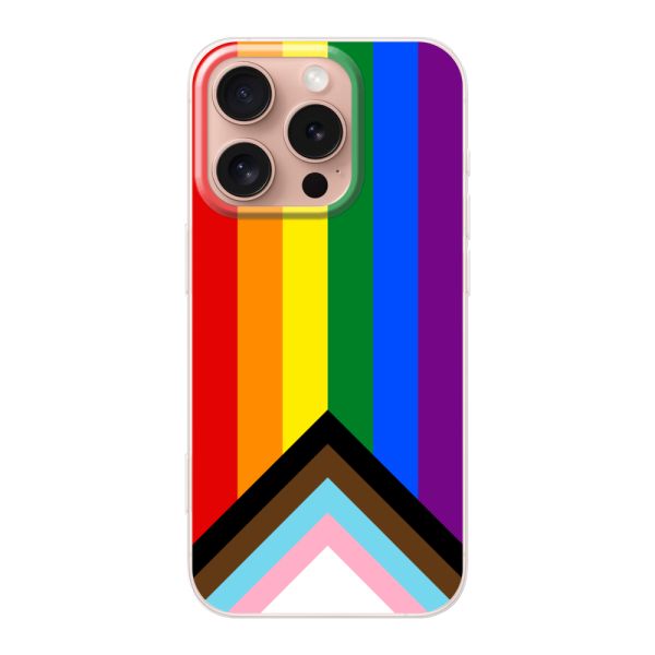 Funda iPhone 16 Pro flexible transparente con Bandera arcoíris - Bandera Progress Pride