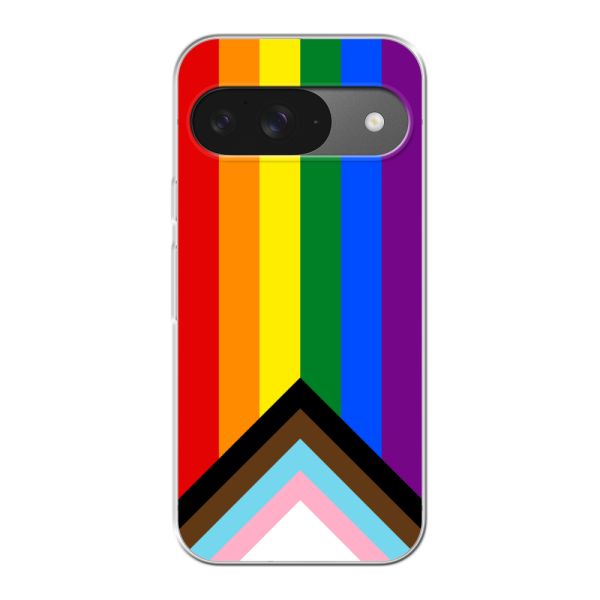 Coque Google Pixel 9 flexible transparente avec Drapeau arc-en-ciel - Drapeau Progress Pride