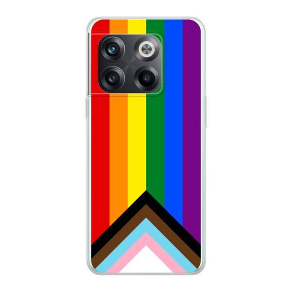Coque OnePlus 10T flexible transparente avec Drapeau arc-en-ciel - Drapeau Progress Pride
