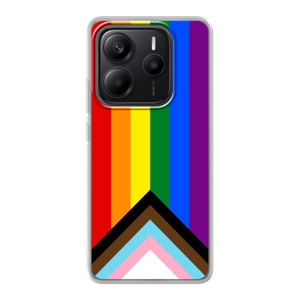 Funda Xiaomi Redmi Note 14 5G flexible transparente con Bandera arcoíris - Bandera Progress Pride
